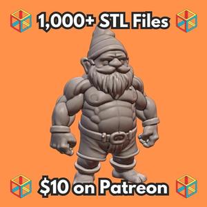 Fairy Garden Strongman Gnome with Defined Muscles MineeForm FDM 3D Print STL File   