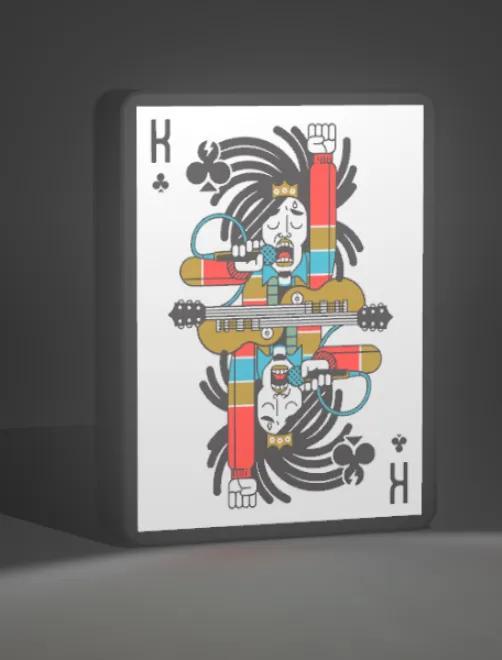 LightBox Rey de Tréboles – Carta de póker inspirada en Jimi Hendrix   