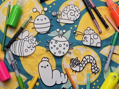 Cute Insect Bugs Coloring Forest Craft