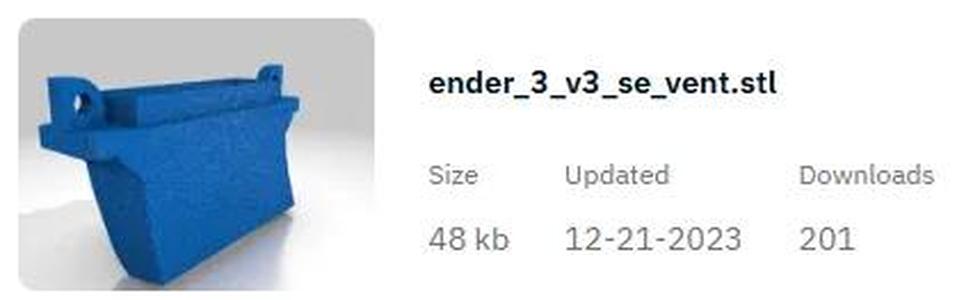 Original/modified cooling vent for Creality Ender-3 V3 SE   