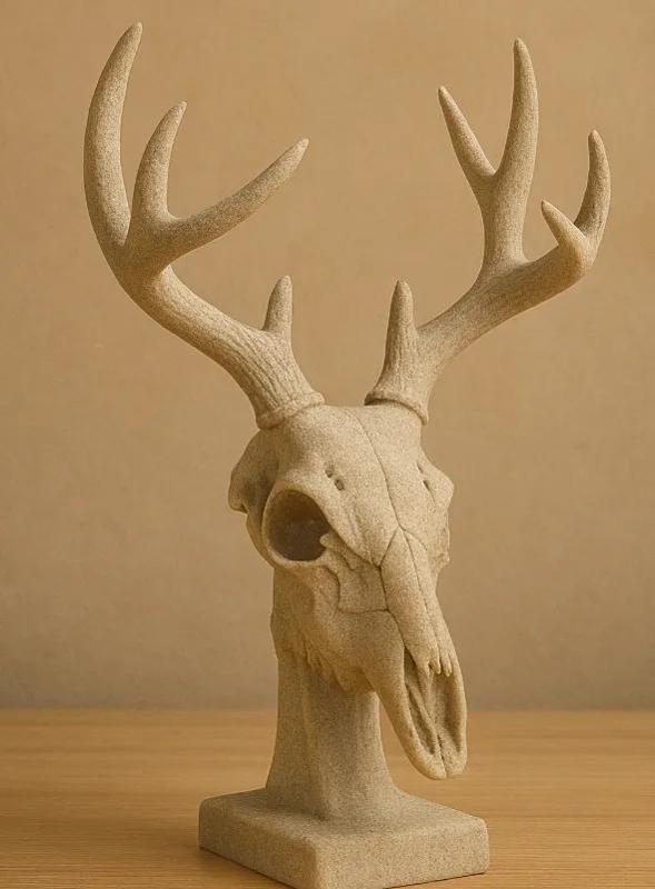 Deer Skull Sculpture – 3D Printed Nature-Inspired Decor   