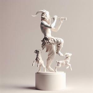 396 Dancing Faun with Flute, fantasy, art, sculpture, model, animal, 3d model, statue, creature, magic, 3d print, collectible, wood, sword, base, warrior, wild, low poly, lion, monkey