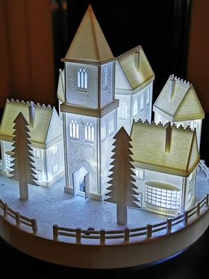 Illuminated Christmas Village Model for table or dresser