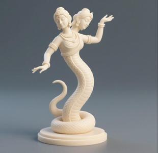 246 Dancing Two-Headed Snake Woman - 3D Printed Statue, character, monster, fantasy, art, sculpture, model, animal, 3d model, statue, creature, magic, 3d print, collectible, wood, sword, base, warrior, wild, low poly, lion, monkey