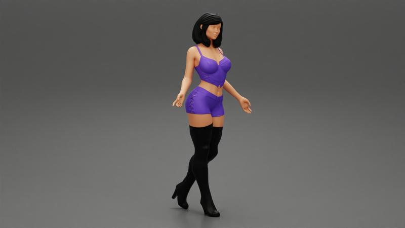 Hot Fashion Stylish Woman Posing in High Boots 3D print model