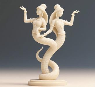 245 Dancing Two-Headed Snake Woman - 3D Printed Statue, fantasy, art, sculpture, model, animal, 3d model, statue, creature, magic, 3d print, collectible, cat, bear, witch, dinosaur, wooden, dragon, knight, viking