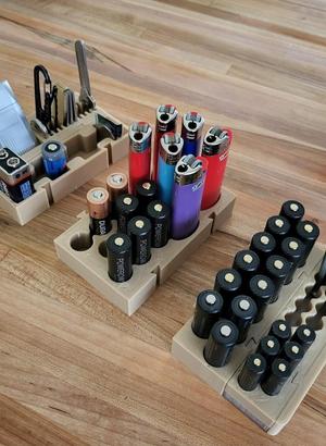 9 AAs and 6 BIC lighters puzzle organizer remix
