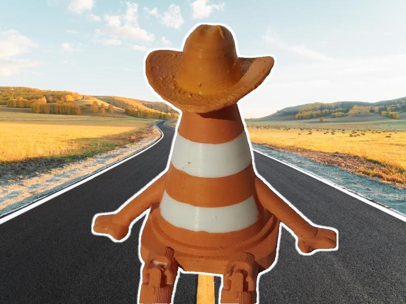 traffic cone buddy cowboy hat