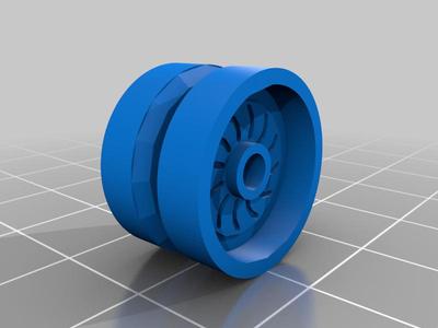 18976 Wheel 18mm D. x 12mm with Axle Hole and Stud, Solid Brake Rotor Lines