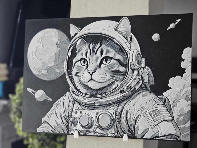 Astronaut Cat Hueforge 3D Printed Texture Wall Art