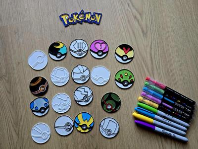 Pokemon Pokeball Set Pack DIY Coloring Craft