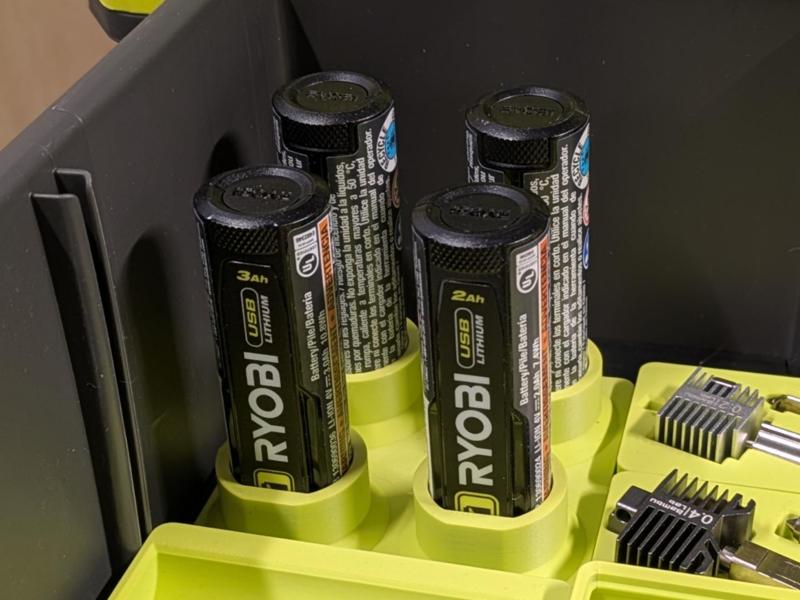 Gridfinity Ryobi USB Battery X4