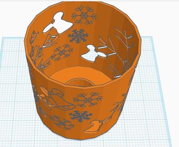 tea Light Holder with snowflake and bells pattern