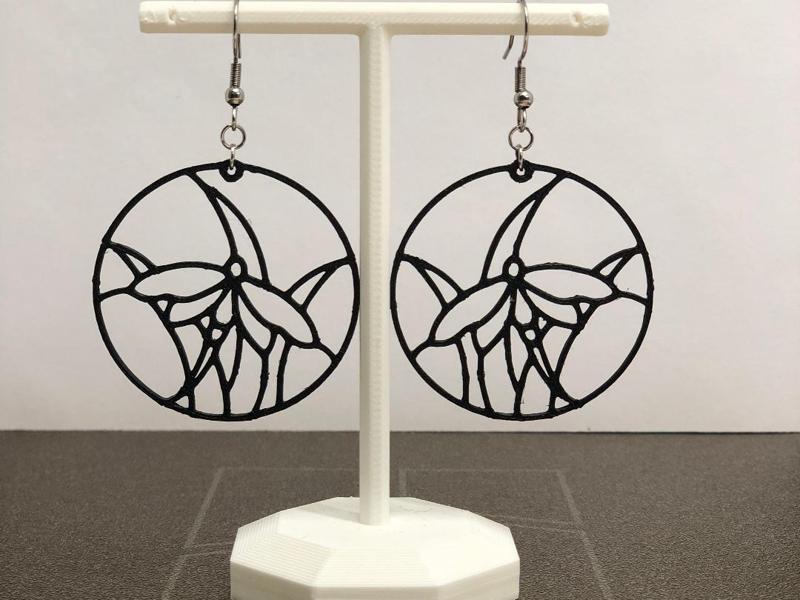 Dragonfly on leaf earrings no AMS 0,4 mm nozzle