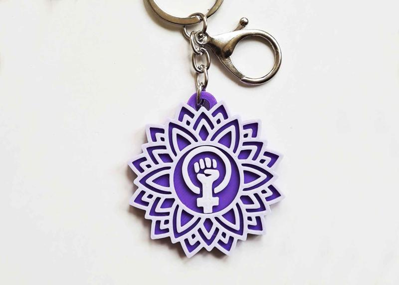 8M Feminist Mandala Key Ring