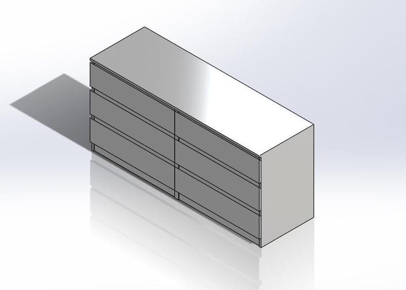 1:6 Scale Ikea Malm Drawers x2 for Barbie Doll (Doll House Furniture)