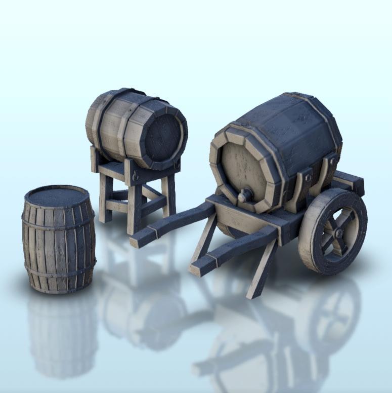 Set of medieval barrels (1) - Pirate Jungle Island Beach Piracy Caribbean terrain