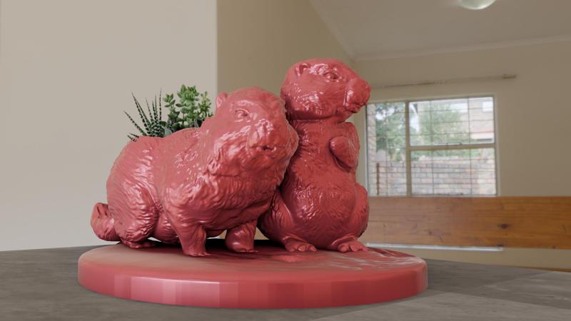 marmot twins planter pot flower vase stl file 3d print