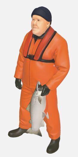 Fisherman with trout in hand type 13