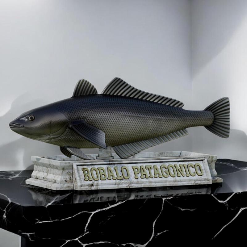 robalo patagonico / Patagonian blennie / Eleginops maclovinus stone base detailed texture for 3d printing
