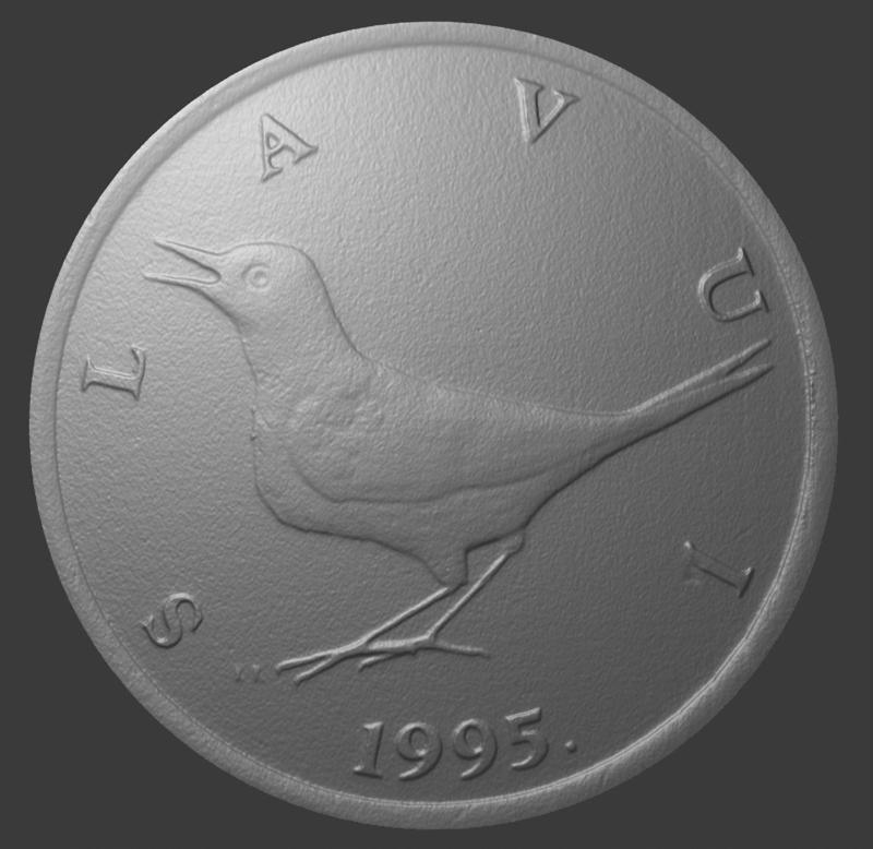 Croatia, 1 Kuna, Reverse Side, 3D Scan