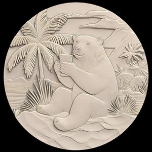 3D Model STL File for CNC Router/Laser & 3D Printer A Polar Bear Drinking a Cocktail on the Beach 1