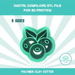 Cutty Clay stl blueberries polymer clay cutter, 5 sizes stl file for 3D printing