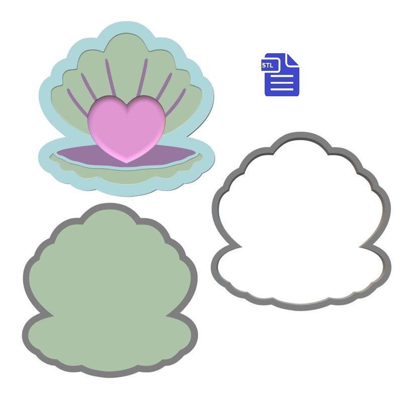 3pc Heart Pearl Seashell Bath Bomb Mold