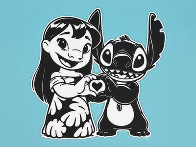 Lilo and Stitch with a Heart 2D Wall Art No AMS