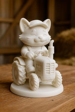 Cat Farmer on a Tractor - cute 3D-printable figurine