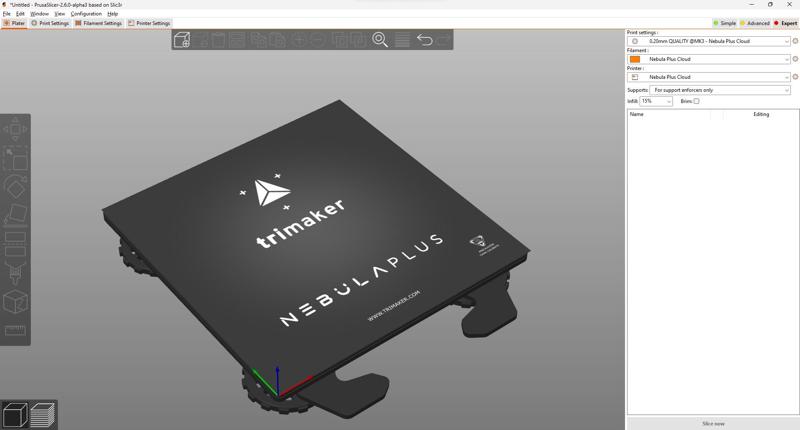 Trimaker Nebula Plus Trimaker Hot Bed for PrusaSlicer