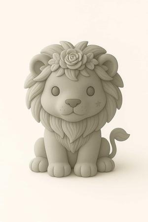 Adorable Baby Lion with Flower Crown – 3D Printable Figurine for Decor & Gifts