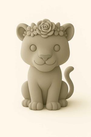 Cute Lion Cub with Flower Crown – 3D Printable STL Model