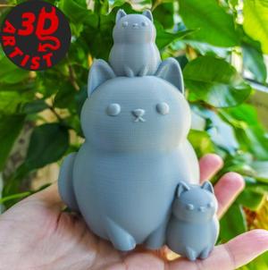 Mother Cat with Kittens Figurine