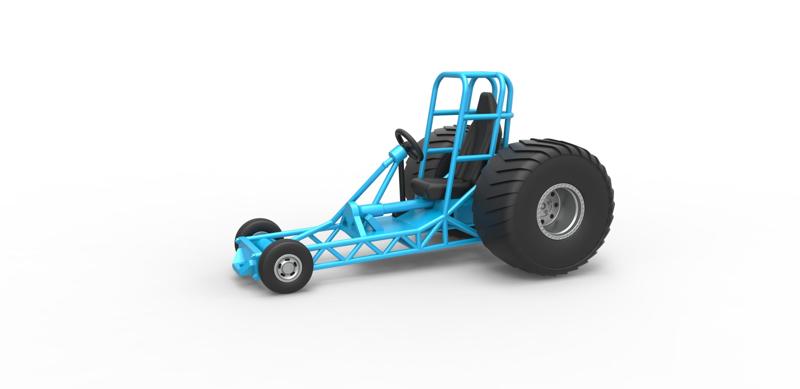 Diecast Chassis of Mini Rod pulling tractor Scale 1 to 25