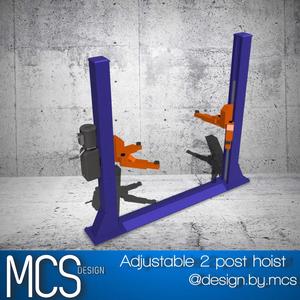 2 Post Car Lift with adjustable elements for diorama