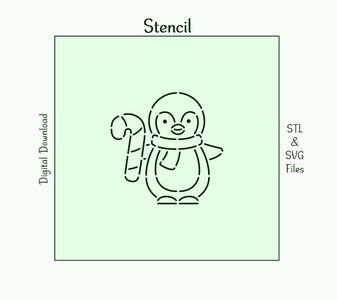 Christmas Penguin PYO Stencil File – Paint your own Stencil Digital download. STL 3D Print file, SVG Cutting file. P06