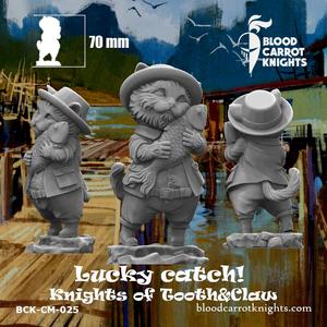 Lucky Catch | Cute Fisher Kitten with Fish Figure