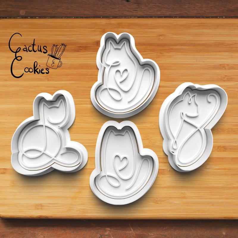 Cat Line Art Cookie Cutter set 0596