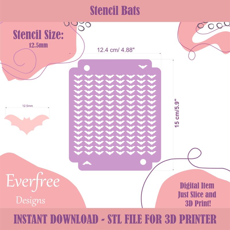 Bat Shaped Sprinkle Stencil, Halloween Sprinkle Stencil for Spooky DIY Royal Icing Sprinkles, Digital Download, STL by EverFree Designs