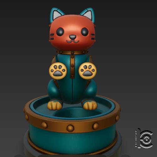 Button-Paws Cat Bowl - 3D Printable Robo Kitten