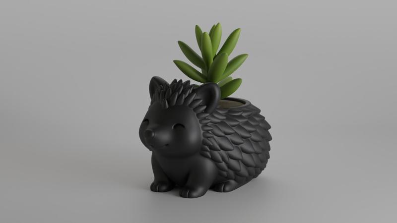 Hedgehog Planter STL File – Cute Animal Pot and Desk Organizer with Succulent Slot – 3D Printable Digital Download Only
