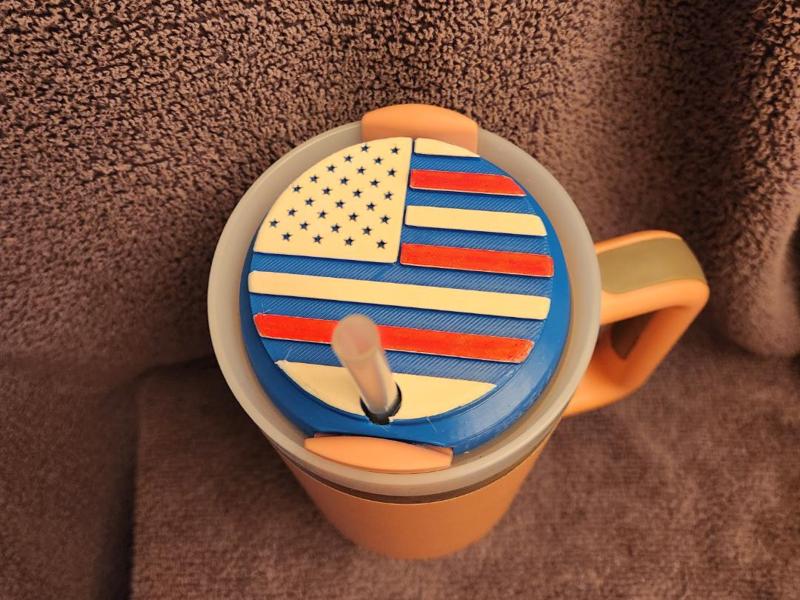40oz travel mug topper (American flag)