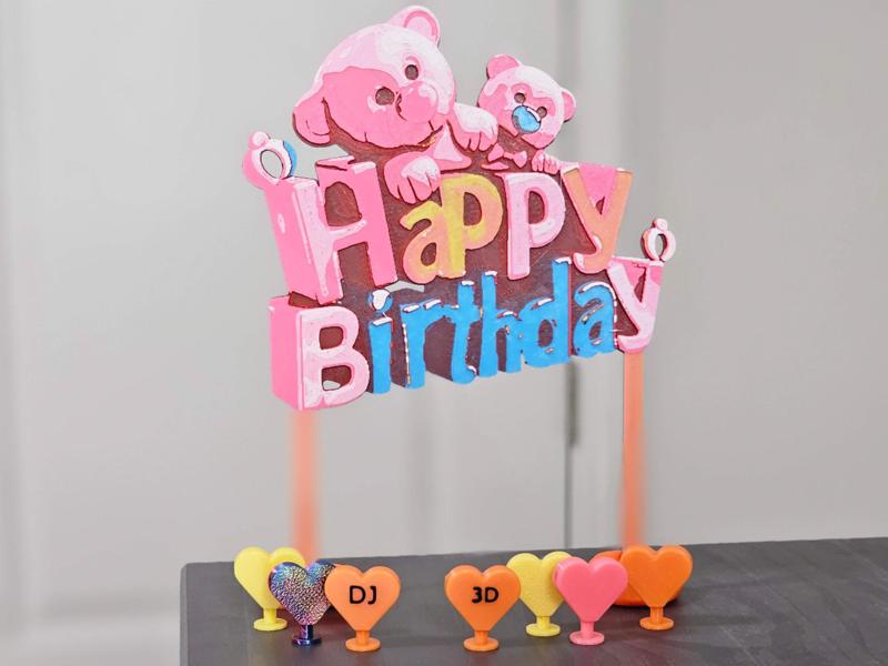Birthday Cake Topper - Super Cute Bear