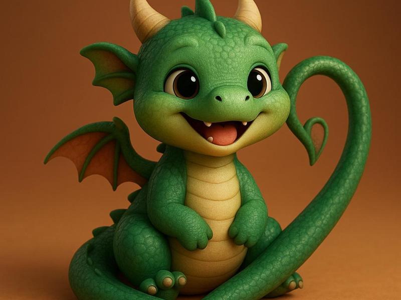 Baby Dragon With Heart Tail