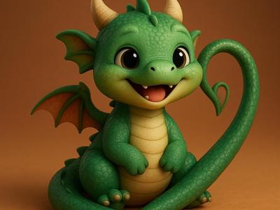 Baby Dragon With Heart Tail