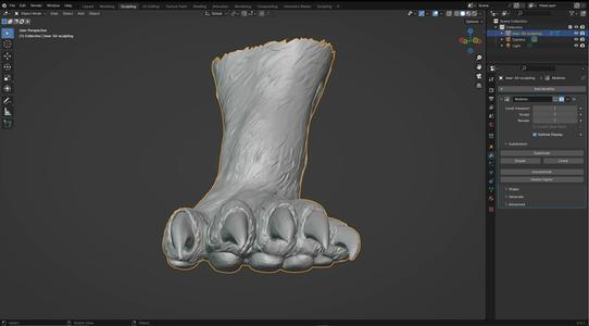 Andean bear paw Scanned life-size paw of a male Andean bear
