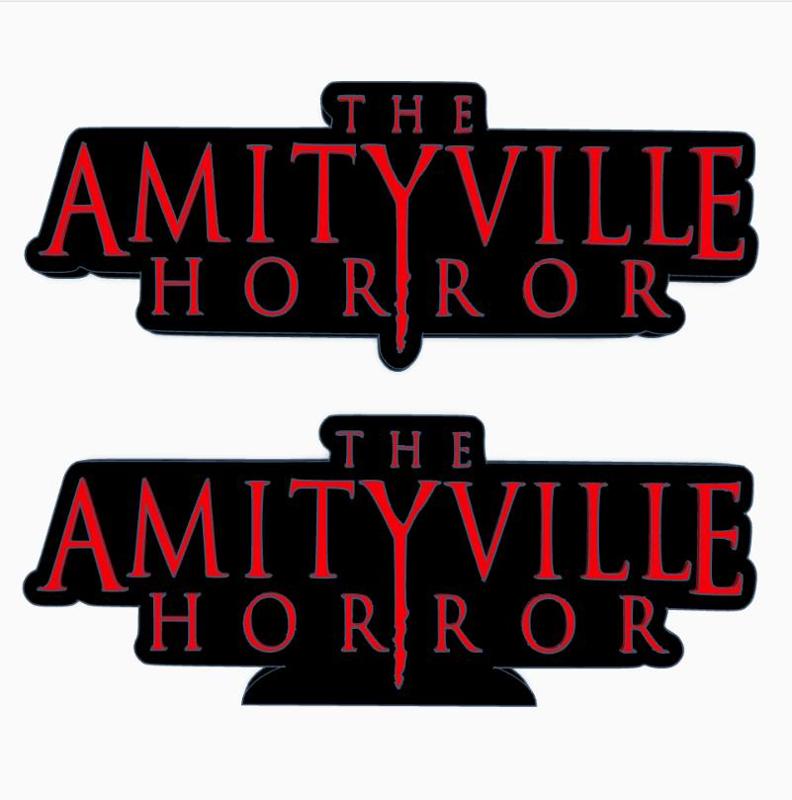 2x THE AMITYVILLE HORROR Logo Display by MANIACMANCAVE3D