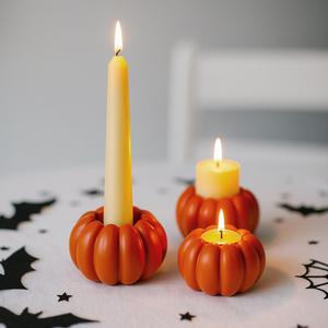 Pumpkin Candle Holder | Halloween Decor | Dual Use for Tealight and Stick Candles | Spooky Decoration