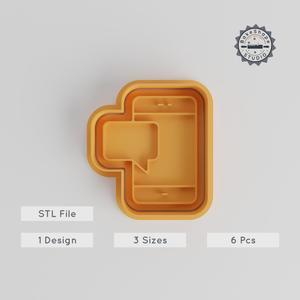 Mobile Message Shape Cutter & Stamp Set, 6 Pieces, Perfect for Cookies & Fondant, Includes Various Text Alert Designs, Sizes S/M/L PRODUCT_4914